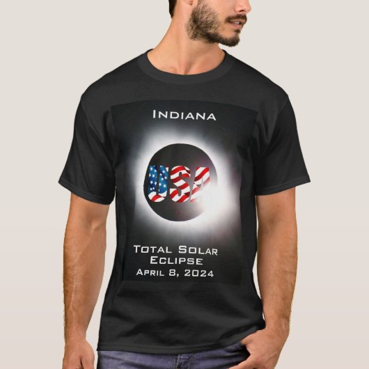 Indiana USA Gesamte Sonnenfinsternis 8. April 2024 T-Shirt (Vorderseite)