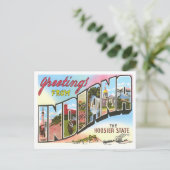 Indiana Vintag Big Letters Postcard Postkarte (Stehend Vorderseite)