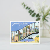 Indiana Vintag Big Letters Postcard Postkarte (Stehend Vorderseite)