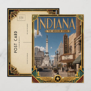 Indiana Vintage Art Deco Golden Age Postkarte