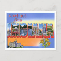 Indiana Vintage Big Letters Postkarte