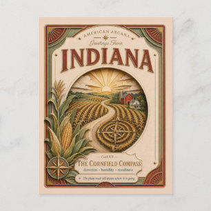 Indiana Vintage Paper Cut American Arcana Postkarte