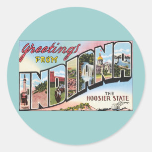 Indiana - Vintage Postkarten-Design Runder Aufkleber