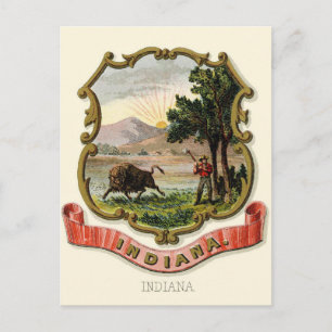 Indiana Vintage-Reise - Staatswappen Postkarte