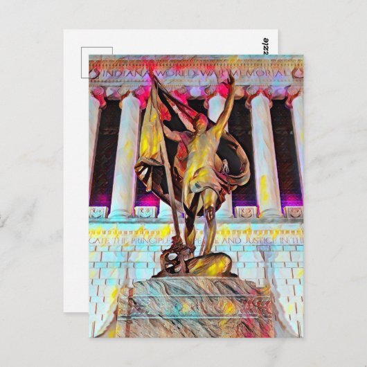 Indiana War Memorial Pro Patria Ölgemälde Postkarte (Vorne/Hinten)