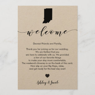 Indiana Wedding Welcome Letter & Itinerary Card Programm