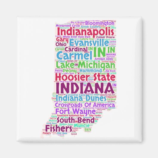 Indiana Word Cloud Magnet (Vorne)
