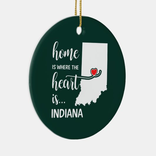 Indiana Zuhause ist das Herz Keramik Ornament (Rechts)