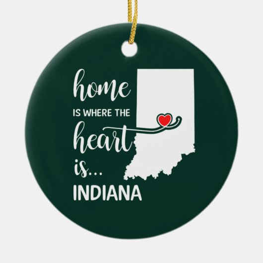 Indiana Zuhause ist das Herz Keramik Ornament (Vorne)