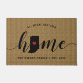 Indiana Zuhause Staat Personalisiert Fußmatte (Vorderseite)