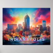 Indianapolis Abstrakte Mauer Kunstdruckerei Poster (Vorne)