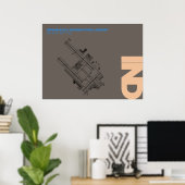 Indianapolis Airport (IND) Diagramm Poster (Heimbüro)