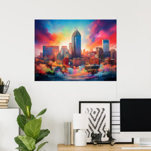 Indianapolis Farbige Abstrakte Wandkunst Druck Poster