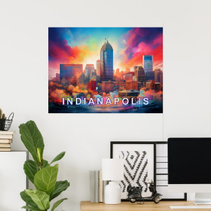 Indianapolis Farbige Abstrakte Wandkunst Druck Poster
