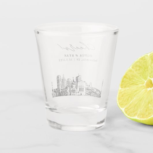 Indianapolis Gastgeschenk Hochzeit Personalisiert  Schnapsglas (Rückseite)