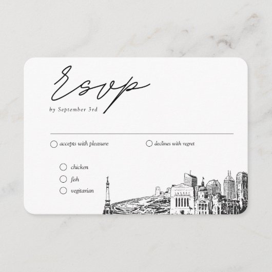 Indianapolis Hochzeit traditionelle UAWG Option Begleitkarte (Vorderseite)