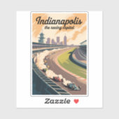 Indianapolis Illustration Travel Art Vintage Aufkleber (Blatt)