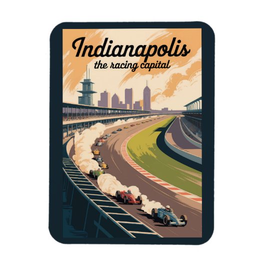 Indianapolis Illustration Travel Art Vintage Magnet (Vertikal)