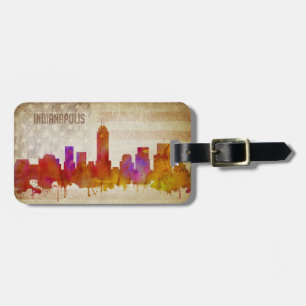 Indianapolis, in den   Aquarell-Stadt-Skylinen Gepäckanhänger
