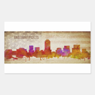 Indianapolis, in den Aquarell-Stadt-Skylinen Rechteckiger Aufkleber