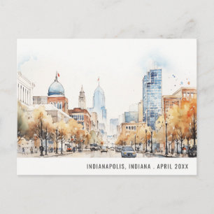 Indianapolis, Indiana Aquarell-Landschaft-Hochzeit Postkarte