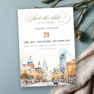 Indianapolis, Indiana Aquarell-Landschaft-Hochzeit Save The Date