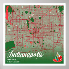 Indianapolis - Indiana Christmas Color City Map Poster