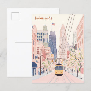 Indianapolis Indiana Gouache-Illustration Reise Postkarte