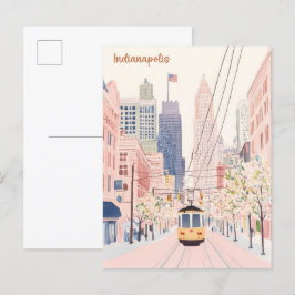 Indianapolis Indiana Gouache Illustration Travel Postkarte