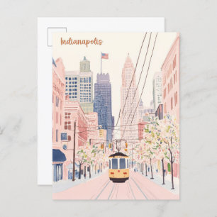Indianapolis Indiana Gouache Illustration Travel Postkarte