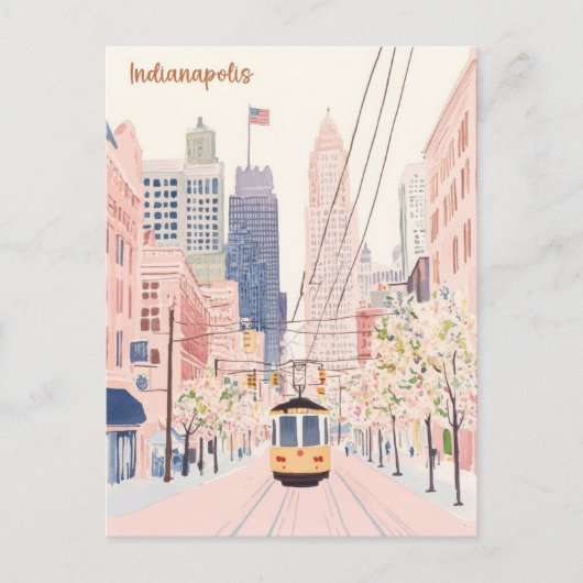 Indianapolis Indiana Gouache Illustration Travel Postkarte (Vorderseite)