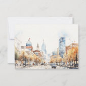 Indianapolis Indiana Landscape Watercolor Wedding RSVP Karte (Rückseite)