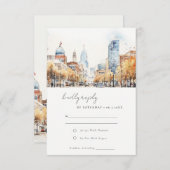 Indianapolis Indiana Landscape Watercolor Wedding RSVP Karte (Vorne/Hinten)