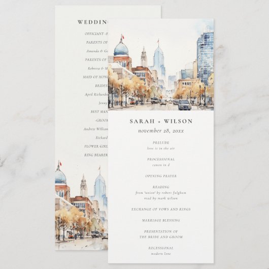 Indianapolis, Indiana Landscape Wedding Program Einladung (Vorne/Hinten)