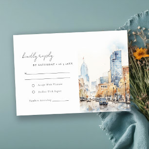 Indianapolis Indiana Landschaft Aquarell Hochzeit RSVP Karte