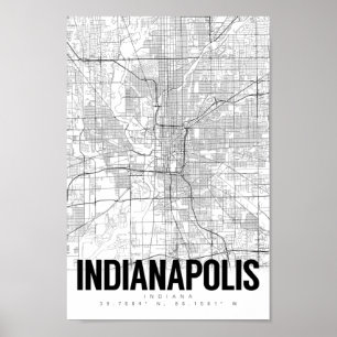 Indianapolis Indiana Minimalistisch Map Art Poster