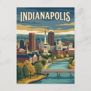 Indianapolis Indiana Skyline im Vintage-Kunststil Postkarte