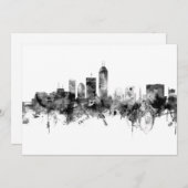 Indianapolis Indiana Skyline Schwarz-weiß Einladung (Vorne/Hinten)