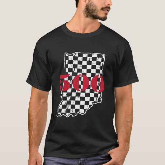 Indianapolis Indiana State 500 Race Car Distressed T-Shirt (Vorderseite)