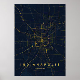 Indianapolis Indiana Stilisierte Kartenprint Poster