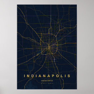 Indianapolis Indiana Stilisierte Kartenprint Poster