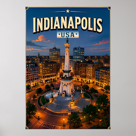 🏁 Indianapolis Indiana Urlaubserinnerung Poster (Vorne)