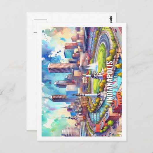Indianapolis Indiana USA Famous Place Water color Postkarte (Vorne/Hinten)