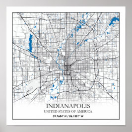 Indianapolis Indiana USA Travel City Map Poster