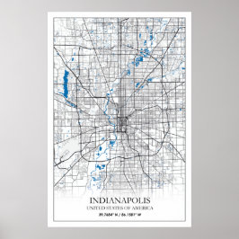 Indianapolis Indiana USA Travel City Map Poster