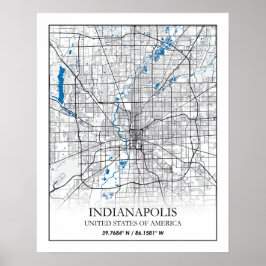 Indianapolis Indiana USA Travel City Map Poster