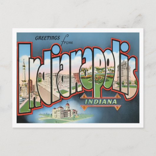 Indianapolis, Indiana Vintag Big Letters Postcard Postkarte (Vorderseite)