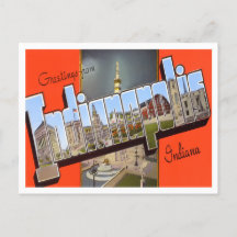 Indianapolis, Indiana Vintage-Großbuchstaben-Postk