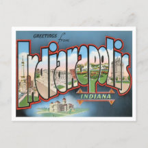 Indianapolis, Indiana Vintage-Großbuchstaben-Postk