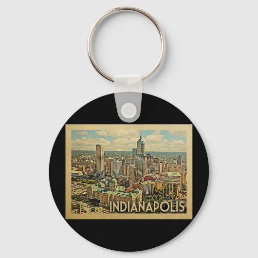 Indianapolis Indiana Vintage Travel Schlüsselanhänger (Vorderseite)